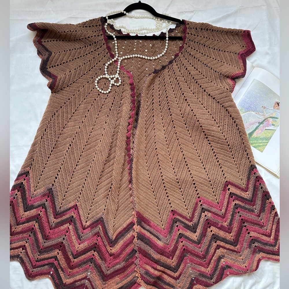 Long knitted cardigan handmade